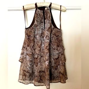 Michael Kors Snakeskin Print Tiered Halter Top - Size M